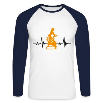 Heart rate Indoor cycling - Unisex Long Sleeve Baseball T-Shirt - white/navy - Front - Nik (191cm)