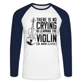 Violoniste Il n’y a pas de violoniste - T-shirt baseball manches longues Homme - blanc/marine - Devant - Nik (191cm)