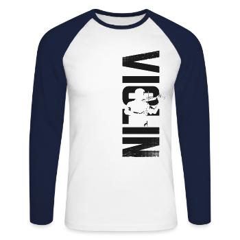 Violin Violinist Violin - Unisex Baseballshirt langarm - Weiß/Navy - Vorne - Nik (191cm)