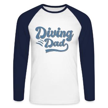 Diving Papa Gift - Unisex Long Sleeve Baseball T-Shirt - white/navy - Front - Nik (191cm)