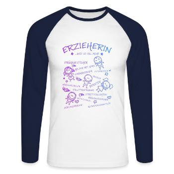Erzieherin Und So Viel Mehr Kindergarten Vorschule - Unisex Baseballshirt langarm - Weiß/Navy - Vorne - Nik (191cm)