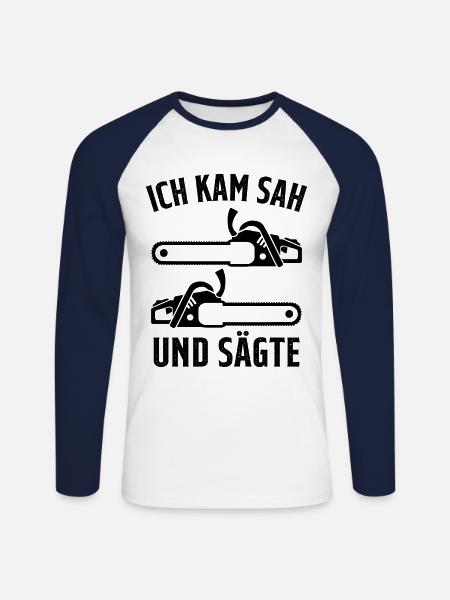 Kettensäge Holzfäller Förster - Unisex Baseballshirt langarm - Weiß/Navy