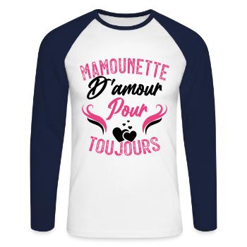 Femme Mamounette D'amour Cadeau Fête Des Mamie - T-shirt baseball manches longues Homme - blanc/marine - Devant - Nik (191cm)