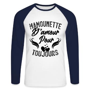 Femme Mamounette D'amour Cadeau Fête Des Mamie - T-shirt baseball manches longues Homme - blanc/marine - Devant - Nik (191cm)