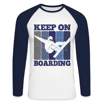 Snowboard Spruch für Snowboarder - Unisex Baseballshirt langarm - Weiß/Navy - Vorne - Nik (191cm)