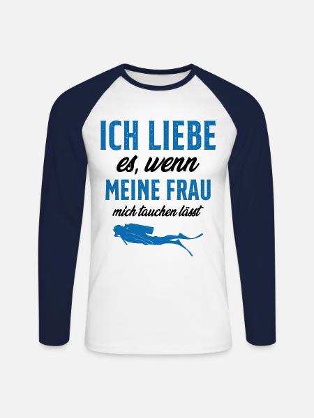 tauchen gehen lässt - Unisex Baseballshirt langarm - Weiß/Navy