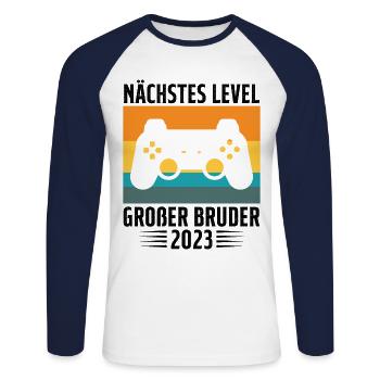 Ich Werde Großer Bruder 2023 - Unisex Baseballshirt langarm - Weiß/Navy - Vorne - Nik (191cm)