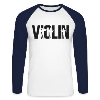 Violin Violinist Violin - Unisex Baseballshirt langarm - Weiß/Navy - Vorne - Nik (191cm)