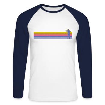 Violon Violoniste Rétro Vintage - T-shirt baseball manches longues Homme - blanc/marine - Devant - Nik (191cm)