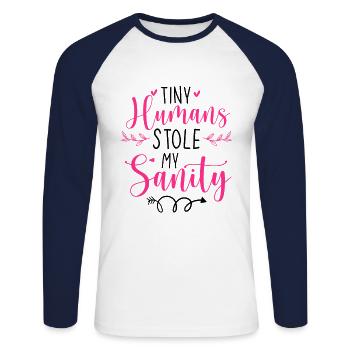 Tiny Humans Stole My Heart Daycare Provider Babysi - Unisex Baseballshirt langarm - Weiß/Navy - Vorne - Nik (191cm)