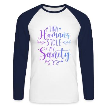 Tiny Humans Stole My Heart Daycare Provider Babysi - Unisex Baseballshirt langarm - Weiß/Navy - Vorne - Nik (191cm)