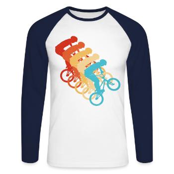 Bike bmx Women Men bmx Boys Cycling - Unisex Long Sleeve Baseball T-Shirt - white/navy - Front - Nik (191cm)