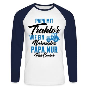Papa nit tractor like a normal - Unisex Long Sleeve Baseball T-Shirt - white/navy - Front - Nik (191cm)