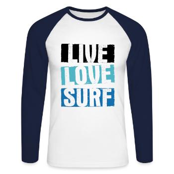 Surfen Wellenreiten Für Surfing - Unisex Baseballshirt langarm - Weiß/Navy - Vorne - Nik (191cm)