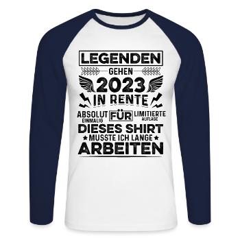 Legenden Gehen 2023 In Rente Für Dieses Shirt Rent - Unisex Baseballshirt langarm - Weiß/Navy - Vorne - Nik (191cm)