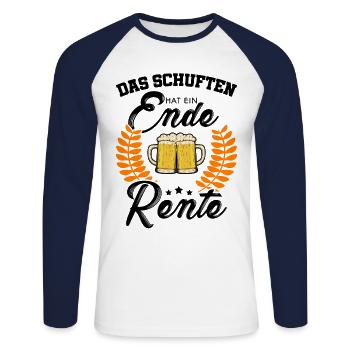 Das Schuften Hat Ein Ende Rente Pensionär Rentner - Unisex Baseballshirt langarm - Weiß/Navy - Vorne - Nik (191cm)
