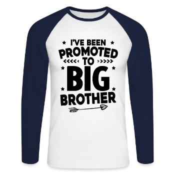 Ich werde ein großer Bruder sein - zukünftiger großer Bruder - Unisex Baseballshirt langarm - Weiß/Navy - Vorne - Nik (191cm)
