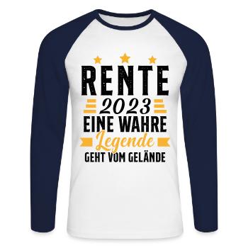 La légende prend sa retraite Cadeau retraité 2023 - T-shirt baseball manches longues Homme - blanc/marine - Devant - Nik (191cm)