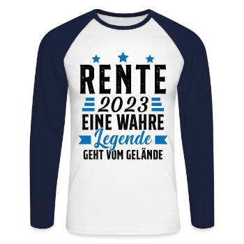 La légende prend sa retraite Cadeau retraité 2023 - T-shirt baseball manches longues Homme - blanc/marine - Devant - Nik (191cm)