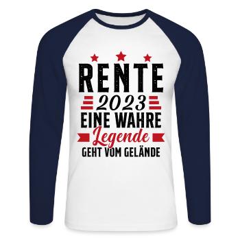 La légende prend sa retraite Cadeau retraité 2023 - T-shirt baseball manches longues Homme - blanc/marine - Devant - Nik (191cm)