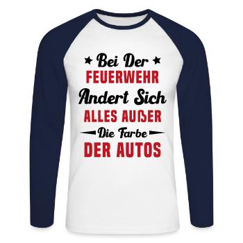 Voitures Rouges Pompiers Par Passion - T-shirt baseball manches longues Homme - blanc/marine - Devant - Nik (191cm)