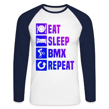 Bike Cycling Men Women BMX Bike BMX - Unisex Long Sleeve Baseball T-Shirt - white/navy - Front - Nik (191cm)