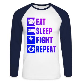 Muay Thai Thai Boxer Thai Boxing Thai Boxing Men - Unisex Long Sleeve Baseball T-Shirt - white/navy - Front - Nik (191cm)