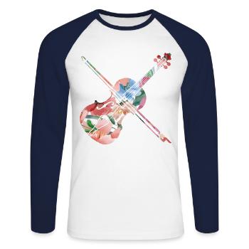 Violin Violinist Tropical Flower - Unisex Long Sleeve Baseball T-Shirt - white/navy - Front - Nik (191cm)