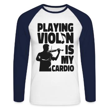 Violoniste violoniste jouant du violon est - T-shirt baseball manches longues Homme - blanc/marine - Devant - Nik (191cm)