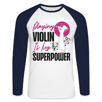 Violoniste violoniste jouant du violon est - T-shirt baseball manches longues Homme - blanc/marine - Devant - Nik (191cm)