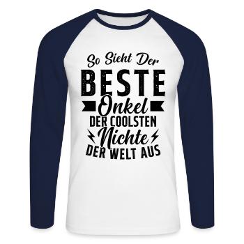 So sieht der beste Onkel der Welt aus - Unisex Baseballshirt langarm - Weiß/Navy - Vorne - Nik (191cm)