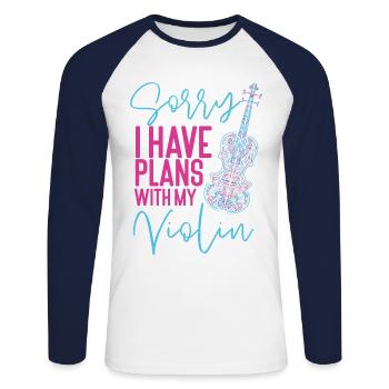 Violin Violinist Sorry I Have - Unisex Baseballshirt langarm - Weiß/Navy - Vorne - Nik (191cm)