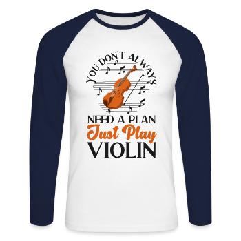 Violoniste violoniste Vous n’avez pas toujours - T-shirt baseball manches longues Homme - blanc/marine - Devant - Nik (191cm)