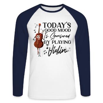 Violin Violinist Today's Good Mood - Unisex Baseballshirt langarm - Weiß/Navy - Vorne - Nik (191cm)