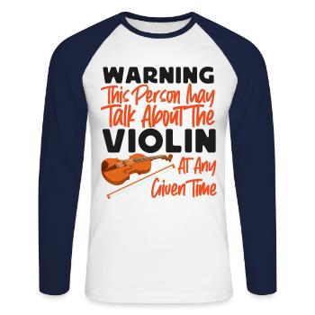 Violoniste Violoniste Avertissement - T-shirt baseball manches longues Homme - blanc/marine - Devant - Nik (191cm)