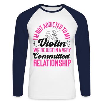 Violin Violinist I'm Not Addicted - Unisex Baseballshirt langarm - Weiß/Navy - Vorne - Nik (191cm)