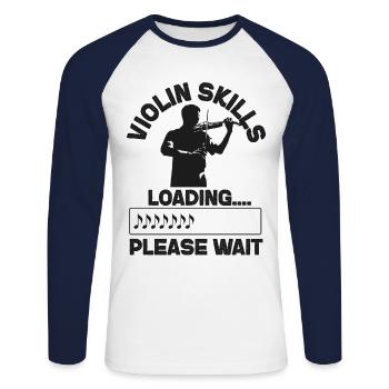 Violoniste Violoniste Compétences en violon - T-shirt baseball manches longues Homme - blanc/marine - Devant - Nik (191cm)