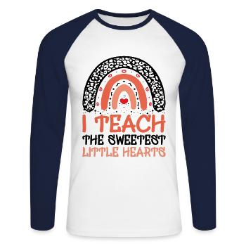 I teach the most beautiful little hearts - Unisex Long Sleeve Baseball T-Shirt - white/navy - Front - Nik (191cm)