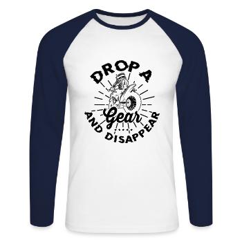 Drop A Gear And Dissapear Dirt Biker Motocross End - Unisex Baseballshirt langarm - Weiß/Navy - Vorne - Nik (191cm)