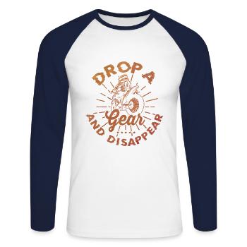 Drop A Gear And Dissapear Dirt Biker Motocross End - Unisex Baseballshirt langarm - Weiß/Navy - Vorne - Nik (191cm)
