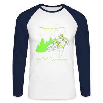 Echte Jungs Fahren Motocross Motorradfahrer Enduro - Unisex Baseballshirt langarm - Weiß/Navy - Vorne - Nik (191cm)