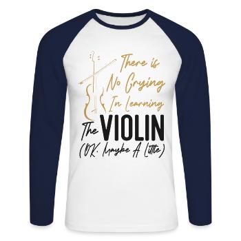 Violoniste Il n’y a pas de violoniste - T-shirt baseball manches longues Homme - blanc/marine - Devant - Nik (191cm)