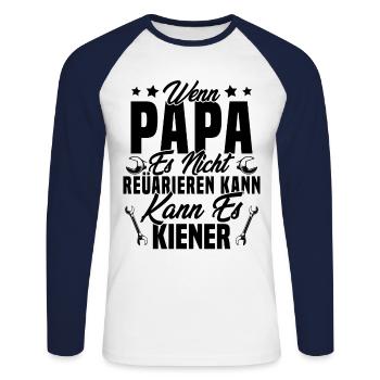 Si papa ne peut pas le réparer personne ne peut - T-shirt baseball manches longues Homme - blanc/marine - Devant - Nik (191cm)