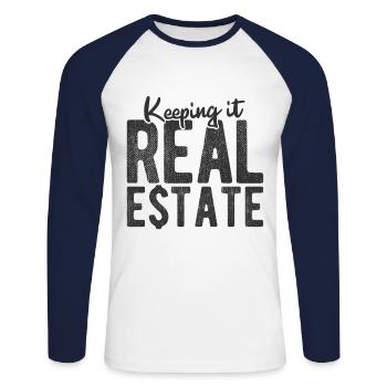 Immobilien-Händler Für Immobilien-Makler - Unisex Baseballshirt langarm - Weiß/Navy - Vorne - Nik (191cm)