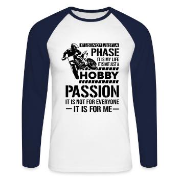It's Not Just A Phase It's A Life Hobby Dirt Biker - Unisex Baseballshirt langarm - Weiß/Navy - Vorne - Nik (191cm)
