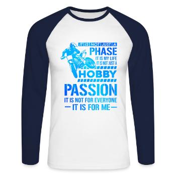 It's Not Just A Phase It's A Life Hobby Dirt Biker - Unisex Baseballshirt langarm - Weiß/Navy - Vorne - Nik (191cm)