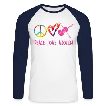 Violin Violinist Girl Tie Dye - Unisex Long Sleeve Baseball T-Shirt - white/navy - Front - Nik (191cm)