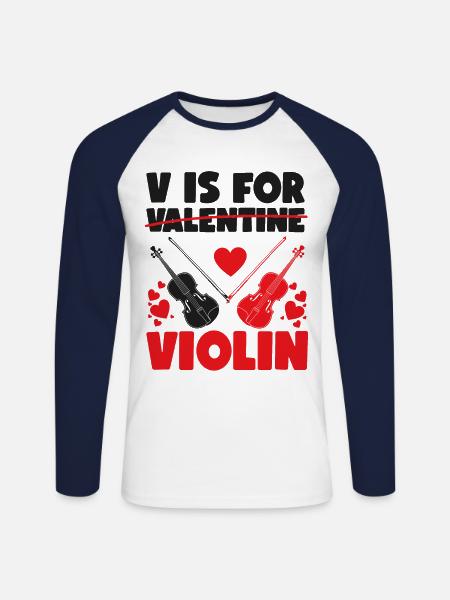 Violoniste Violoniste Saint-Valentin V - T-shirt baseball manches longues Homme - blanc/marine