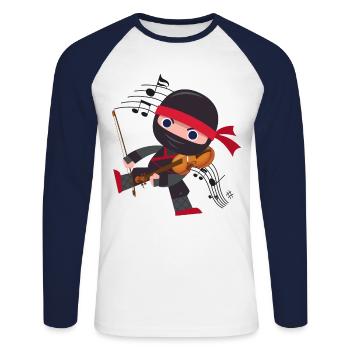 Violin Violinist Ninja Violin - Unisex Baseballshirt langarm - Weiß/Navy - Vorne - Nik (191cm)