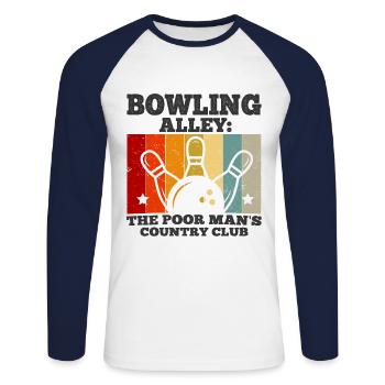 Bowling - Unisex Baseballshirt langarm - Weiß/Navy - Vorne - Nik (191cm)